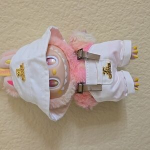 Labubu Clothes - White Overalls With Matching Bucket Hat